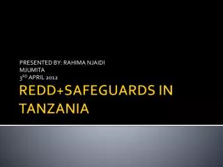REDD+SAFEGUARDS IN TANZANIA