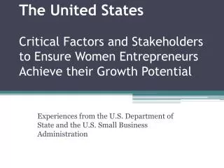 Experiences from the U.S. Department of State and the U.S. Small Business Administration