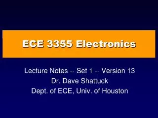 ECE 3355 Electronics