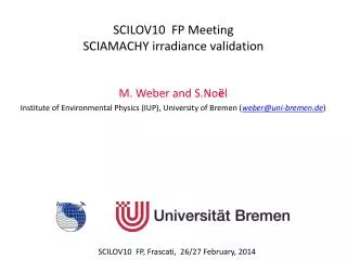 SCILOV10 FP Meeting SCIAMACHY irradiance validation