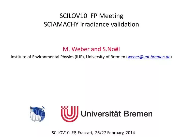 scilov10 fp meeting sciamachy irradiance validation
