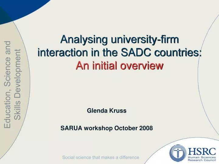 analysing university firm interaction in the sadc countries an initial overview