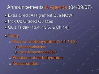 Announcements &amp; Agenda (04/09/07)