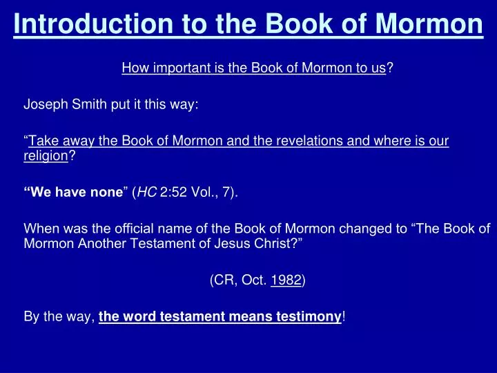 introduction to the book of mormon