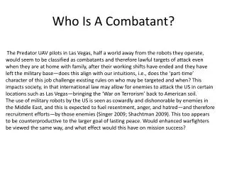 Who Is A Combatant?