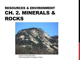 RESOURCEs &amp; Environment Ch. 2. Minerals &amp; rocks