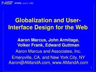Globalization and User-Interface Design for the Web