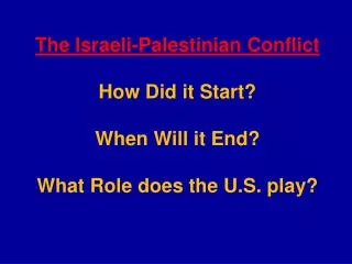 The Israeli-Palestinian Conflict How Did it Start? When Will it End?