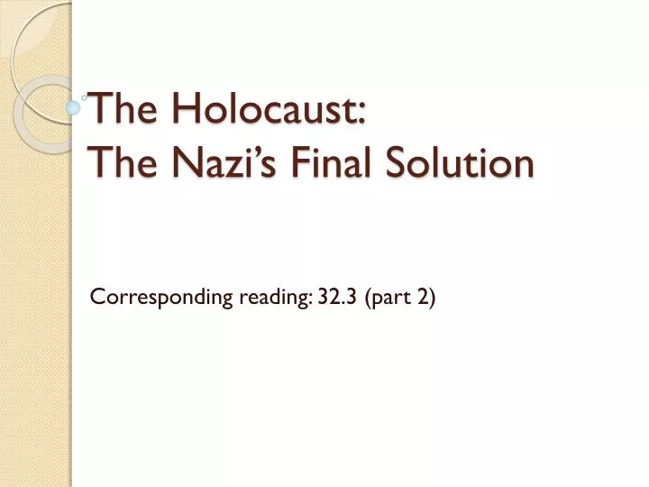 the holocaust the nazi s final solution