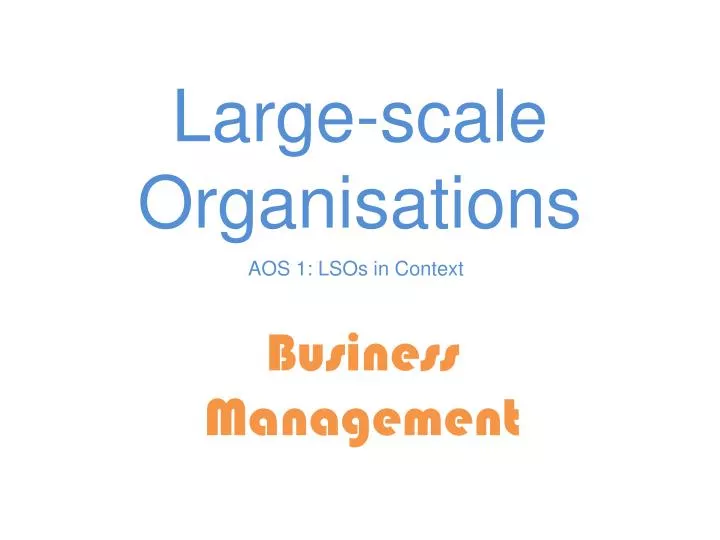 large scale organisations