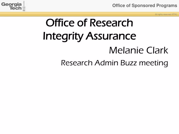 office of research integrity assurance