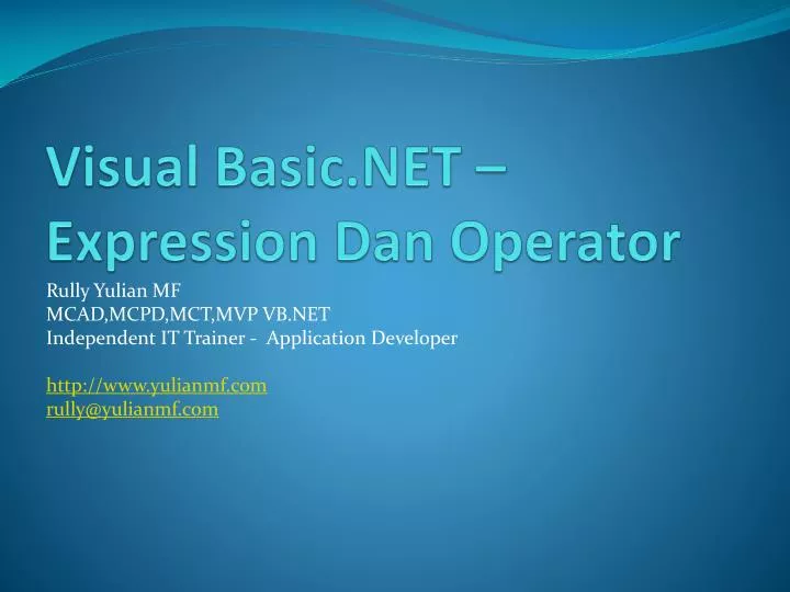 visual basic net expression dan operator