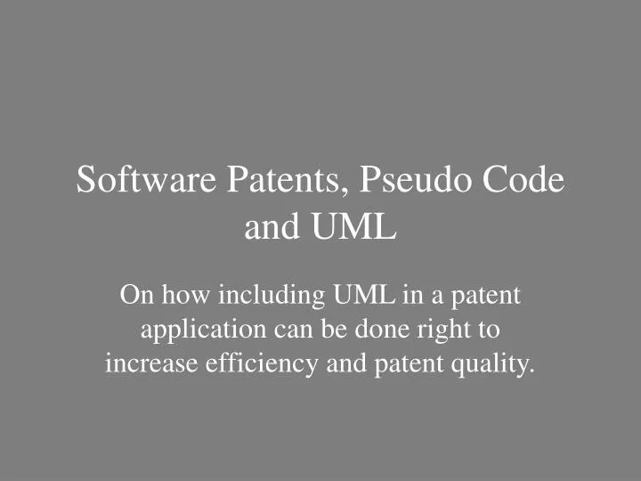 software patents pseudo code and uml