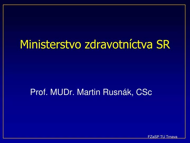 ministerstv o zdravotn ctva sr