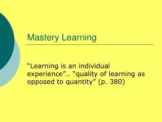 Mastery Learning