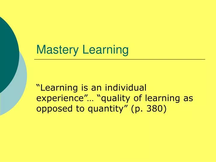mastery learning