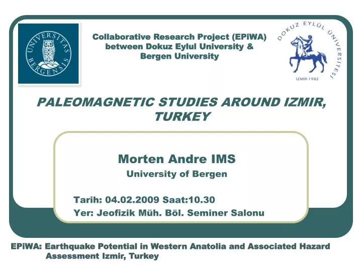 paleomagnetic studies around izmir turkey