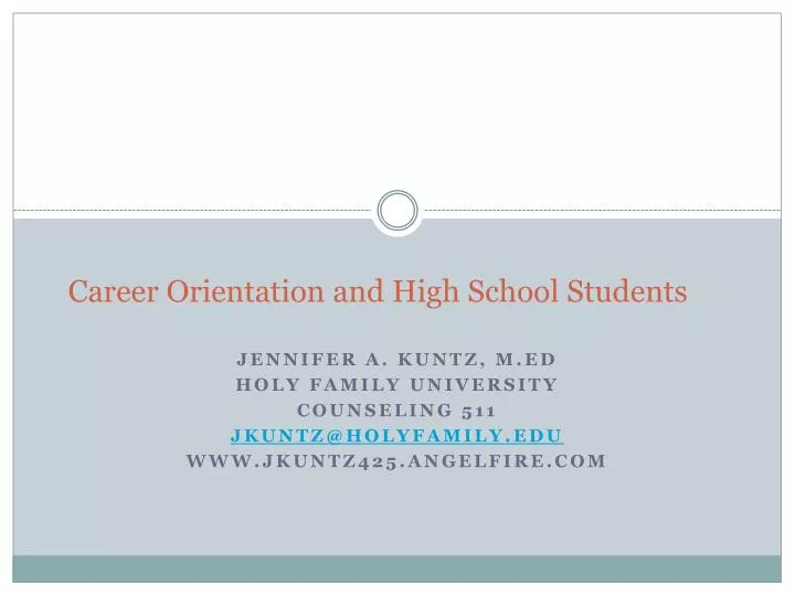 career orientation and high school students
