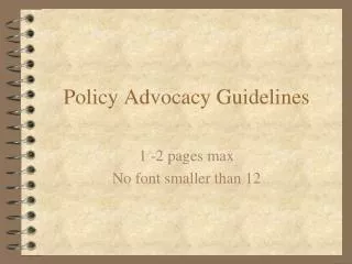 Policy Advocacy Guidelines