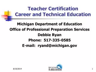 Teacher Certification Career and Technical Education