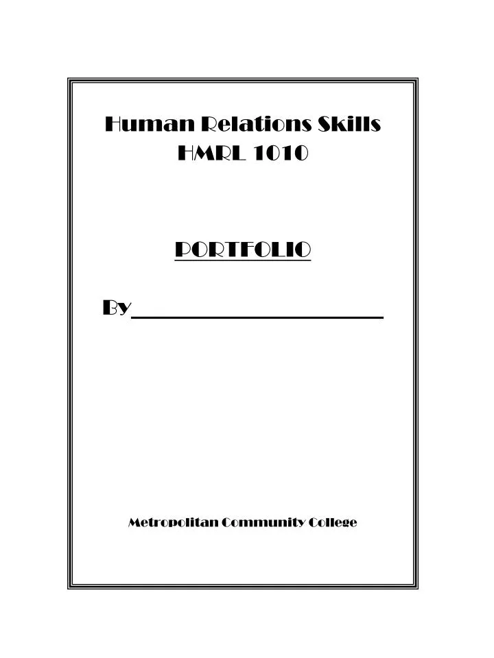 human relations skills hmrl 1010 portfolio by metropolitan community college