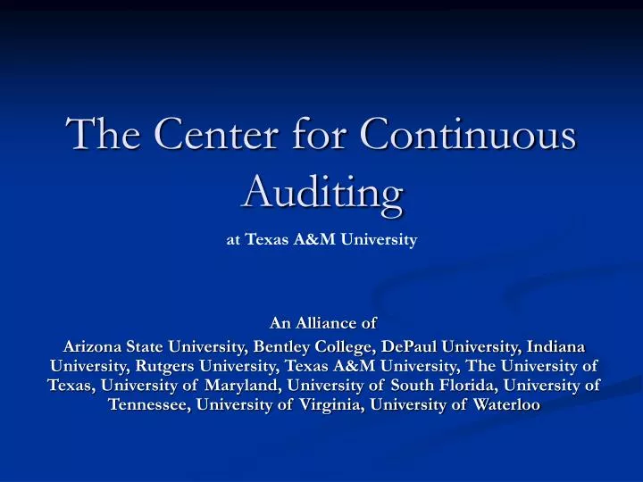 the center for continuous auditing