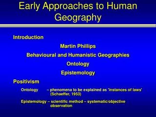 Early Approaches to Human Geography