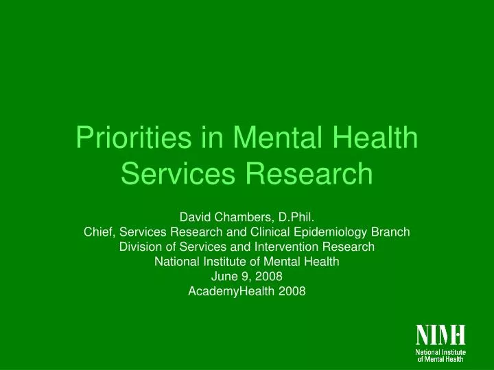 priorities in mental health services research
