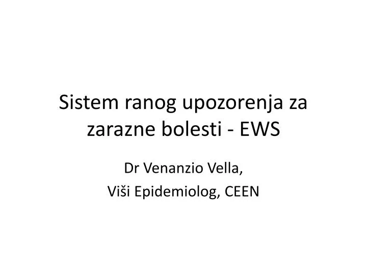 sistem ranog upozorenja za zarazne bolesti ews