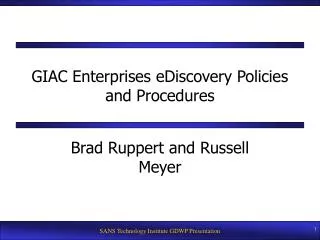 GIAC Enterprises eDiscovery Policies and Procedures