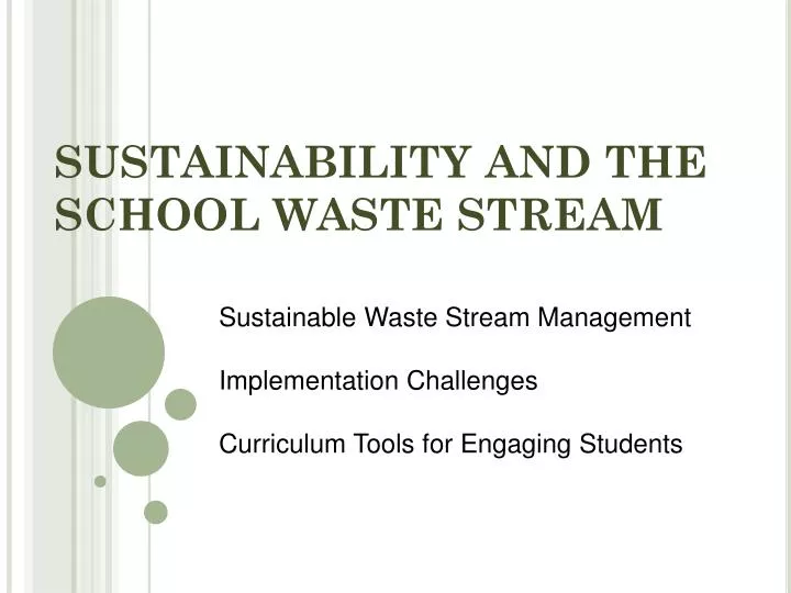 sustainability and the school waste stream
