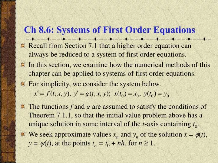 ch 8 6 systems of first order equations