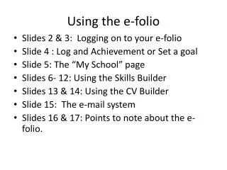 Using the e-folio