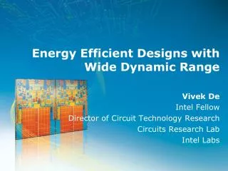 Energy Efficient Designs with Wide Dynamic Range