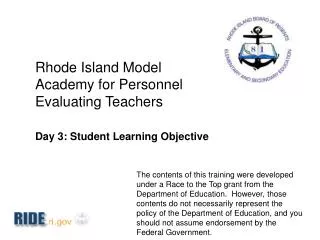 Rhode Island Model Academy for Personnel Evaluating Teachers