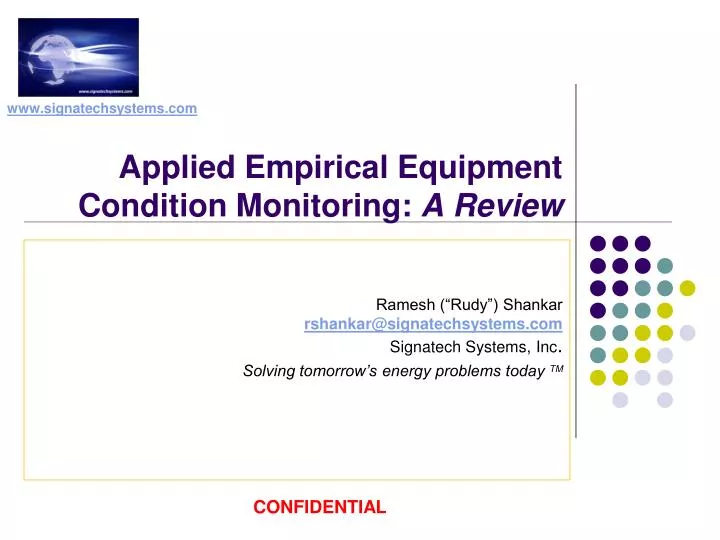 applied empirical equipment condition monitoring a review