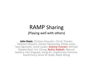 RAMP Sharing (Playing well with others)