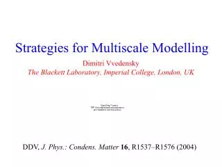 Strategies for Multiscale Modelling