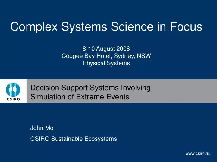 decision support systems involving simulation of extreme events