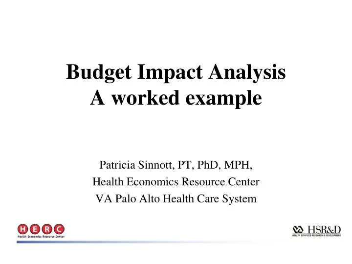 budget impact analysis a worked example