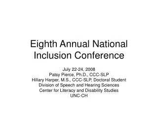 Eighth Annual National Inclusion Conference