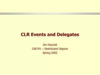 CLR Events and Delegates