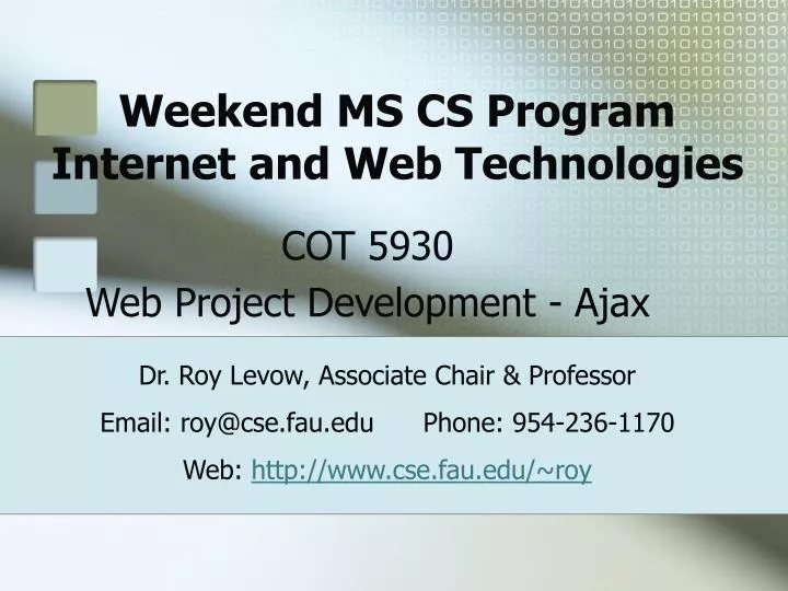 weekend ms cs program internet and web technologies