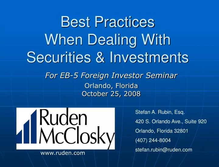 best practices when dealing with securities investments