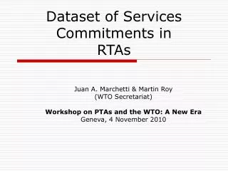 Dataset of Services Commitments in RTAs