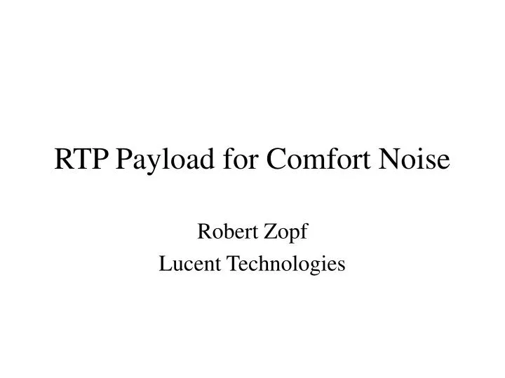 rtp payload for comfort noise