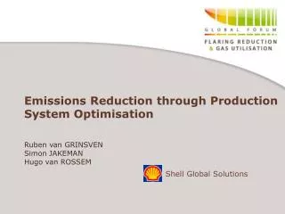 Emissions Reduction through Production System Optimisation