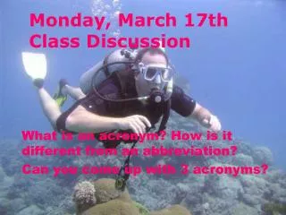 Monday , March 17th Class Discussion
