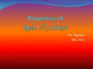 properties of real numbers
