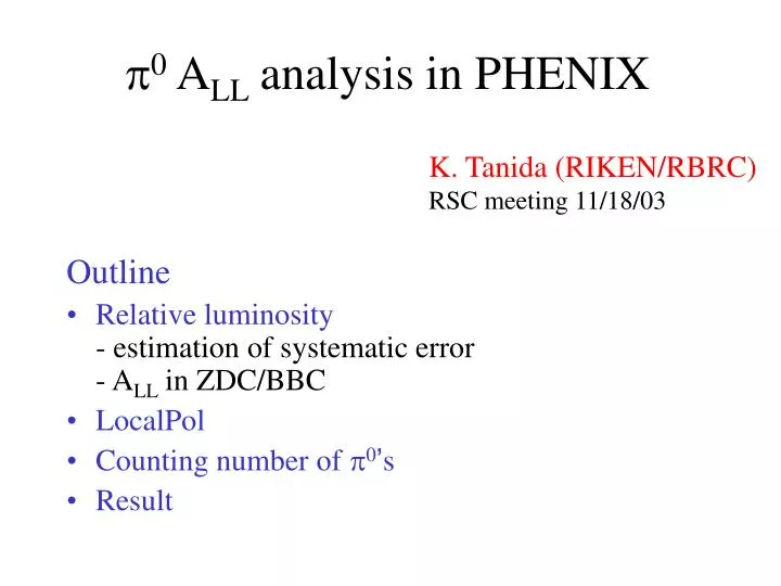 p 0 a ll analysis in phenix